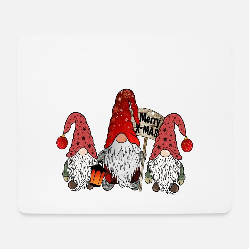 Weihnachts Zwerge Wichtel Gnome Familie - Mousepad (Querformat) - Weiß