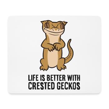 Crested Gecko Pet Life ist besser mit Crested - Mousepad (Querformat) - Weiß - Vorne