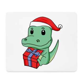 Weihnachten Krokodil Baby mit Geschenk - Mousepad (Querformat) - Weiß - Vorne