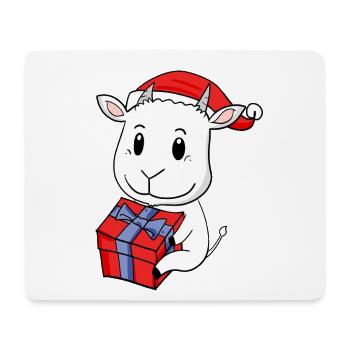 Weihnachten Ziege Baby mit Geschenk - Mousepad (Querformat) - Weiß - Vorne