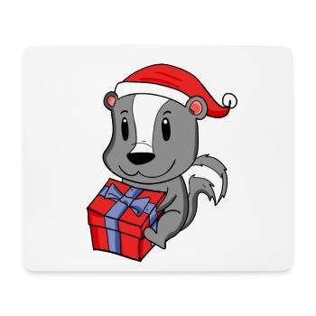 Weihnachten Stinktier Baby mit Geschenk - Mousepad (Querformat) - Weiß - Vorne