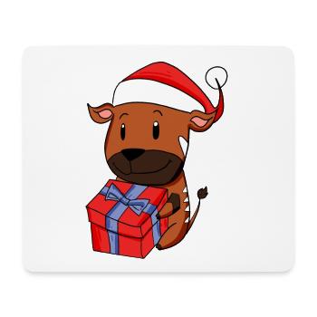 Christmas Antelope Baby with Gift - Mouse Pad (horizontal) - white - Front