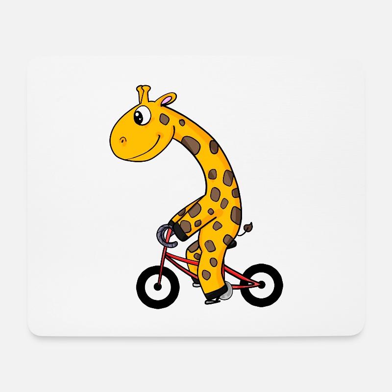 Giraffe fährt Fahrrad - Mousepad (Querformat) - Weiß