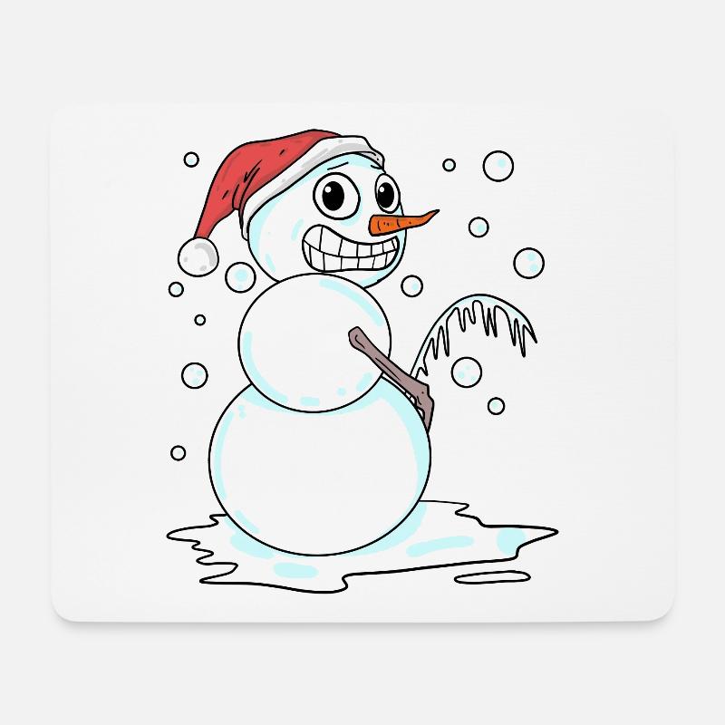 Schneemann lustig - Mousepad (Querformat) - Weiß