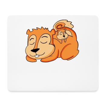 Écureuil avec bébé écureuil - Famille - Tapis de souris (format paysage) - blanc - Devant