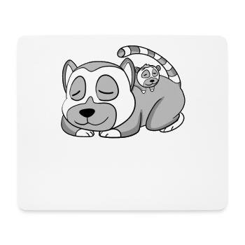 Lémurien avec bébé lémurien - Famille - Tapis de souris (format paysage) - blanc - Devant