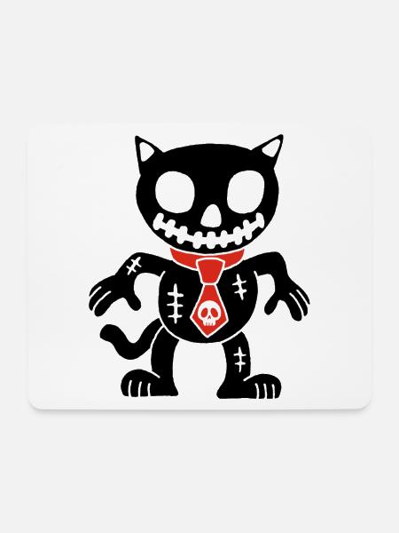 Schwarze Katze Voodoo Puppe - Mousepad (Querformat) - Weiß