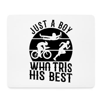 Triathlon Junge - Mousepad (Querformat) - Weiß - Vorne