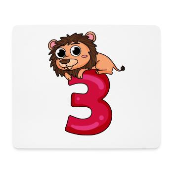 3 ans - 3 anniversaires avec motif animal - Tapis de souris (format paysage) - blanc - Devant