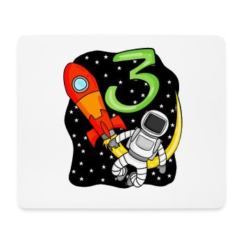 3ème anniversaire - 3 ans Jeune astronaute - Tapis de souris (format paysage) - blanc - Devant
