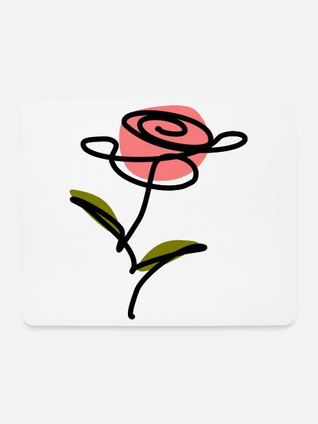 One Line Art Rose Blume Geschenkidee für Sie  - Mousepad (Querformat) - Weiß