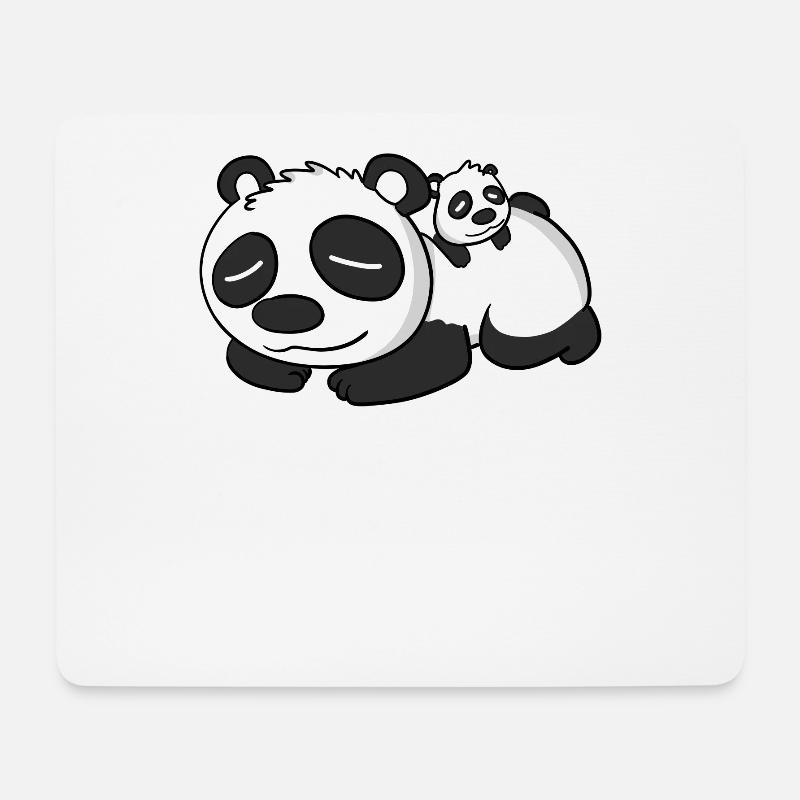 Familie - Panda mit Baby Panda - Mousepad (Querformat) - Weiß