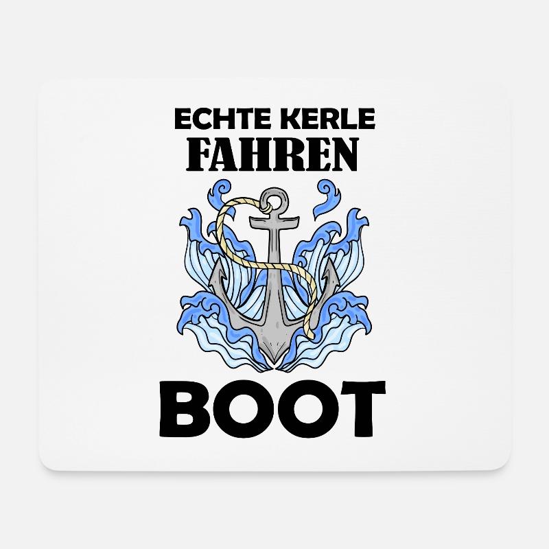 Boot Fahren Kapitän Motorboot Meer - Mousepad (Querformat) - Weiß