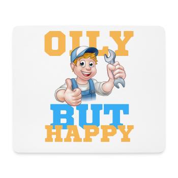 Oily but Happy Mechanic - Mousepad (Querformat) - Weiß - Vorne
