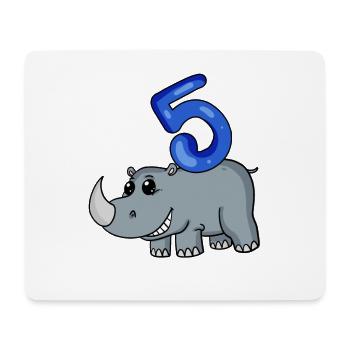 5 Jahre alt - 5. Geburtstag mit Tier Motiv - Mousepad (Querformat) - Weiß - Vorne