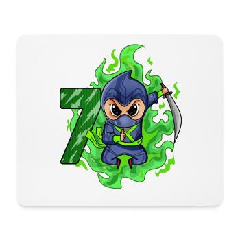 Junge 7 jährig 7. Geburtstag Junge Ninja Grün - Mousepad (Querformat) - Weiß - Vorne