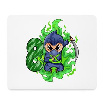 Boy 8 years 8th birthday Boy Ninja Green - Mouse Pad (horizontal) - white - Front