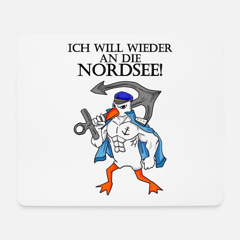 Nordsee Plattdeutsch Spruch Moin Möwe Anker - Mousepad (Querformat) - Weiß