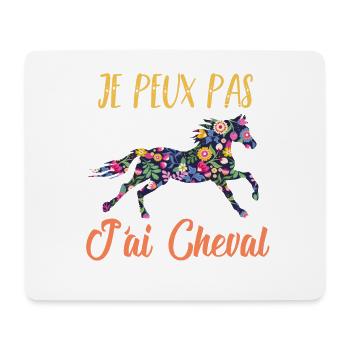 Je peux pas j'ai cheval florale poney equitation - Tapis de souris (format paysage) - blanc - Devant
