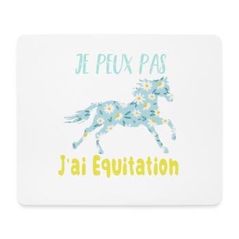 Je peux pas j'ai equitation florale poney cheval - Tapis de souris (format paysage) - blanc - Devant