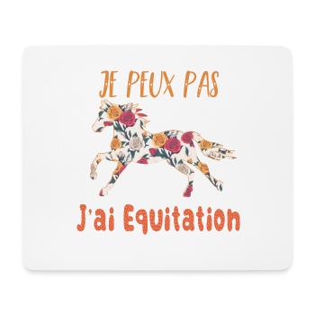 Je peux pas j'ai equitation florale poney cheval - Tapis de souris (format paysage) - blanc - Devant