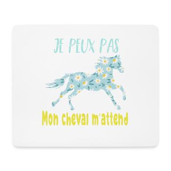Je peux pas mon cheval m'attend - florale poney - Tapis de souris (format paysage) - blanc - Devant