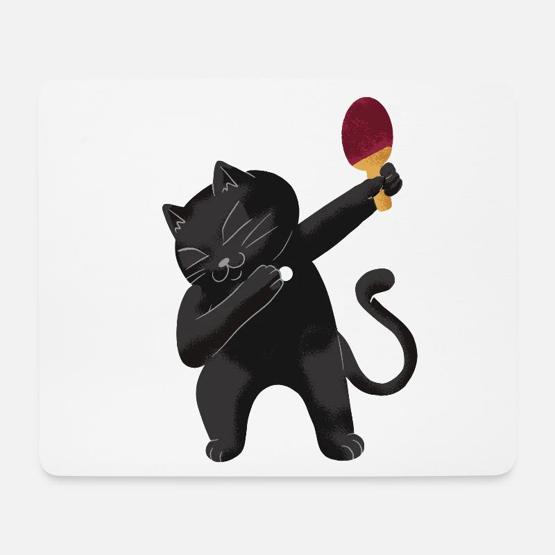 Table Tennis Katze Pingpong Outfit Cat Tischtennis - Mousepad (Querformat) - Weiß