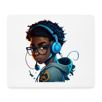 Personnage de jeu numérique avec casque - Tapis de souris (format paysage) - blanc - Devant