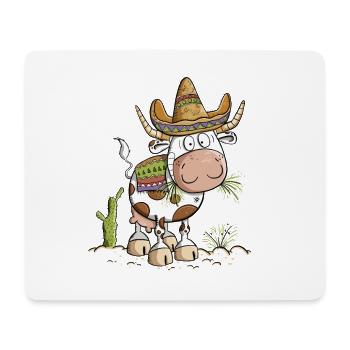 Mexico Kuh Cartoon - Mousepad (Querformat) - Weiß - Vorne