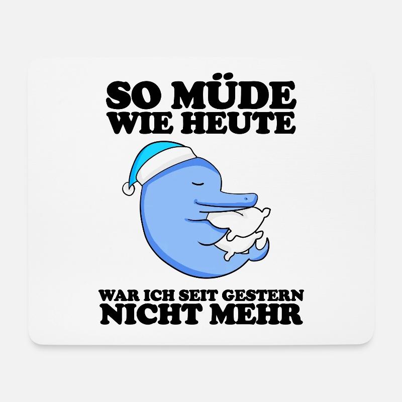 Müde Spruch lustig Schlafen Ausschlafen Faul - Mousepad (Querformat) - Weiß
