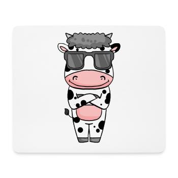 Kuh mit Sonnenbrille - Mousepad (Querformat) - Weiß - Vorne