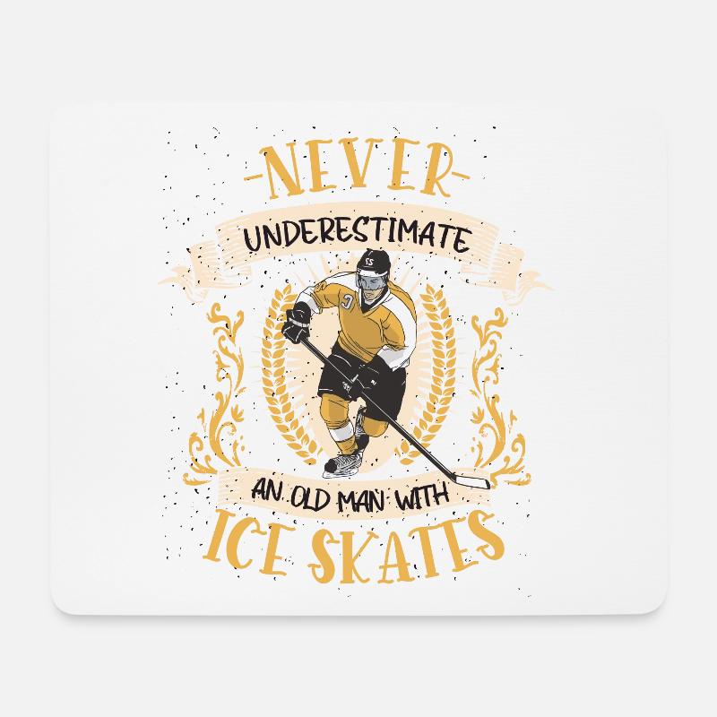 Eishockey Eishockeyspieler Schlittschuhe Geschenk - Mousepad (Querformat) - Weiß