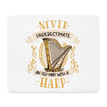 Harfe Musiker Zupfinstrument Musik Geschenk - Mousepad (Querformat) - Weiß - Vorne