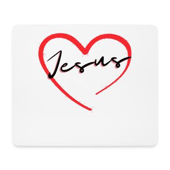 Heart with Jesus lettering - Mouse Pad (horizontal) - white - Front