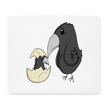 Crow Family - Crow with Baby - Crow Motif - Mouse Pad (horizontal) - white - Front