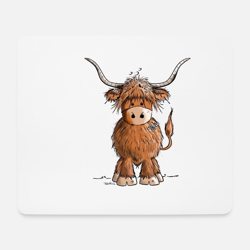 Juste vraiment comme les vaches Scottish Highland Cattle - Tapis de souris (format paysage) - blanc