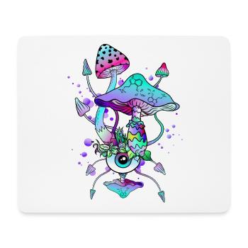 Trippy Neon Champignons Psychédéliques - Tapis de souris (format paysage) - blanc - Devant
