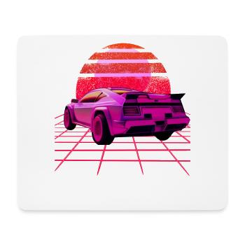 Retro Wave super Car Sunset - Mousepad (Querformat) - Weiß - Vorne