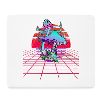 Psychedelic Mushrooms - Retro Wave Sunset - Mouse Pad (horizontal) - white - Front
