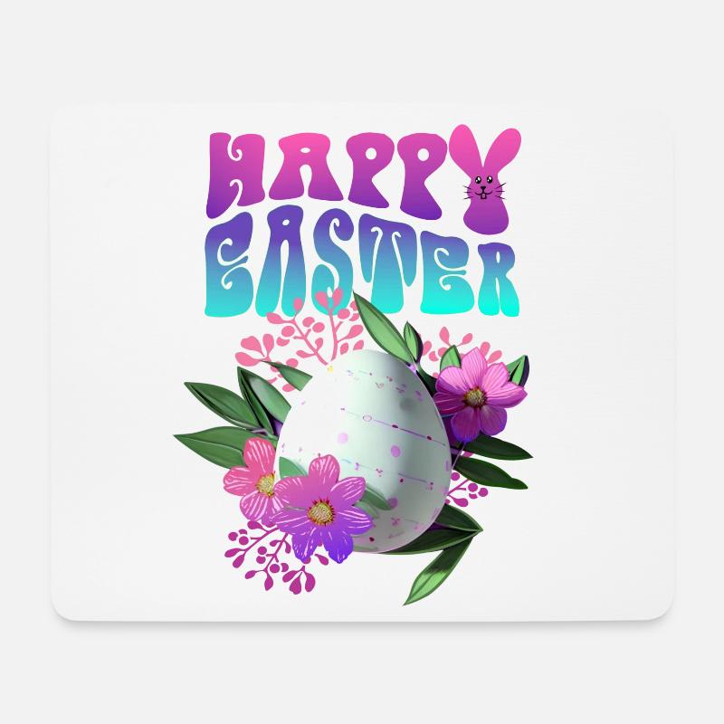 Frohe Ostern Osterei Floral - Mousepad (Querformat) - Weiß
