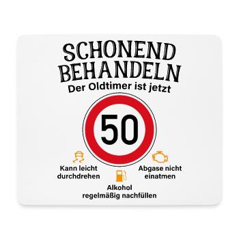 50. Geburtstag Schonend Behandeln Oldtimer Ist 50 - Mousepad (Querformat) - Weiß - Vorne