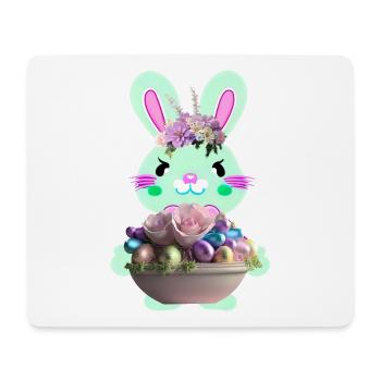 lapin de Pâques mignon avec des œufs de Pâques - Tapis de souris (format paysage) - blanc - Devant