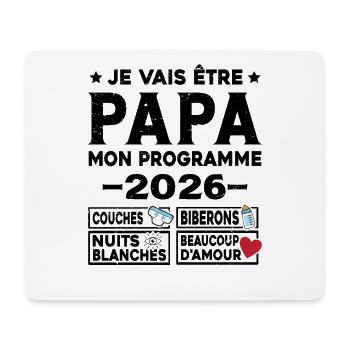 Je vais être papa mon programme en 2026 - Tapis de souris (format paysage) - blanc - Devant