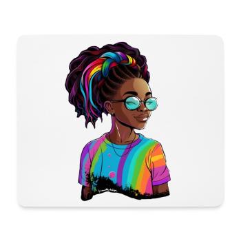Colorful Dreadlocks and Rainbow T-Shirt - Mouse Pad (horizontal) - white - Front