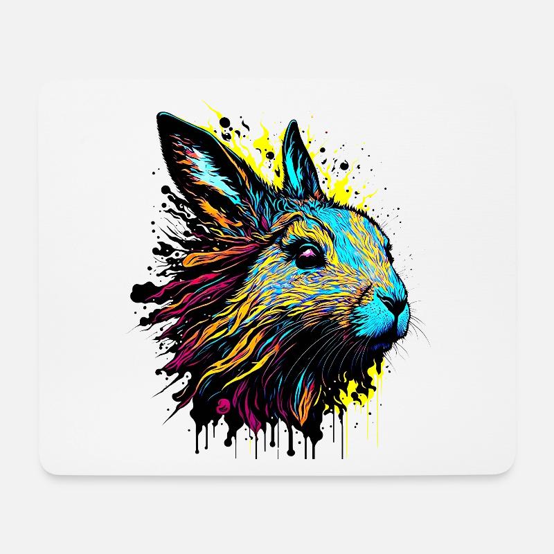 Kaninchen Hase Ostern Geschenk Bunt Hasengesicht - Mousepad (Querformat) - Weiß