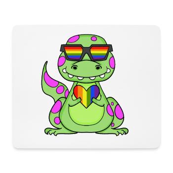 Dino Regenbogen Herz - Mousepad (Querformat) - Weiß - Vorne