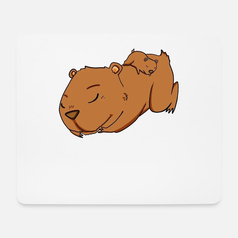 Familie - Capybara mit Baby Capybara - Mousepad (Querformat) - Weiß