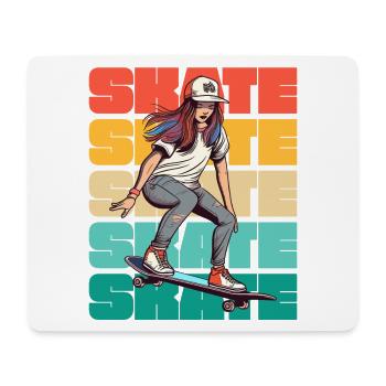 Skateboarding Cool Skater Girl Bunt - Mousepad (Querformat) - Weiß - Vorne
