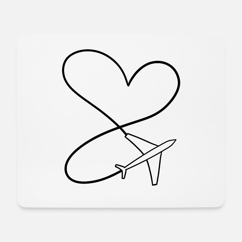 Flugzeug Herz Symbol - Mousepad (Querformat) - Weiß