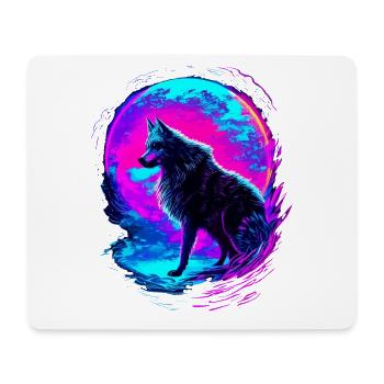 Wolf Neon Moon Synthwave - Tapis de souris (format paysage) - blanc - Devant